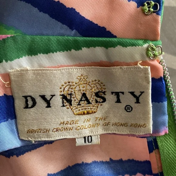 Dynasty vintage 60’s Striped Multicolor Sleeveless silk Dress S/M - Picture 11 of 17